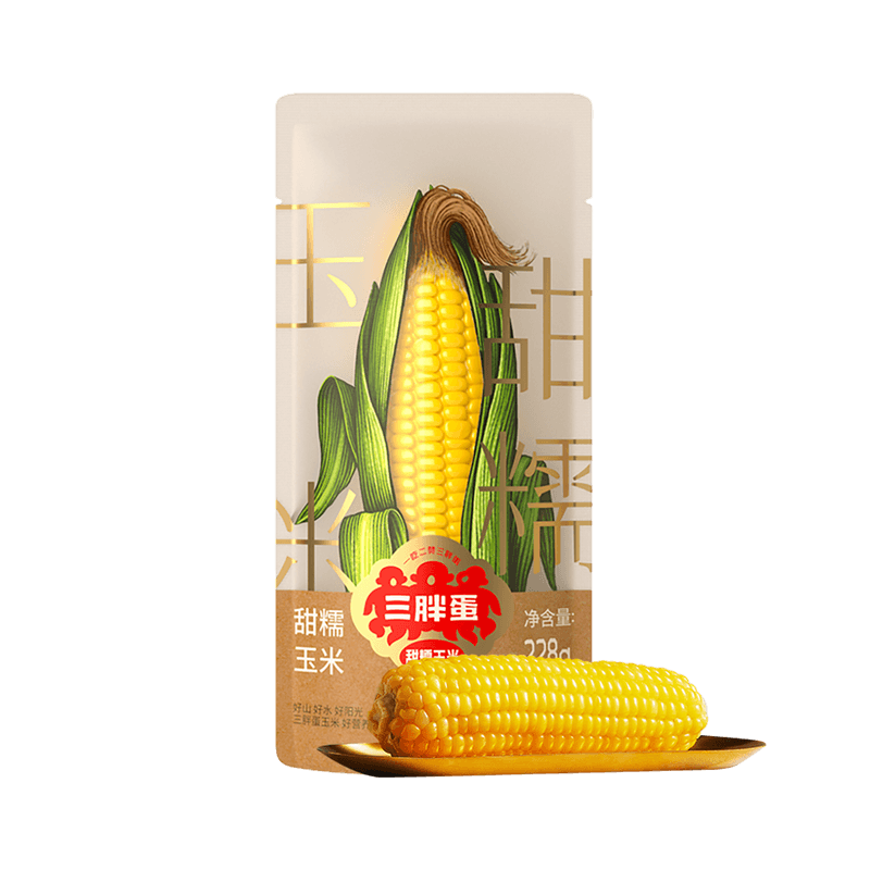 【自营】中国三胖蛋 甜糯玉米 真空锁鲜苞米 1根 228g 加热即食 低卡粗粮代餐 内蒙古特产 粗粮方便早餐