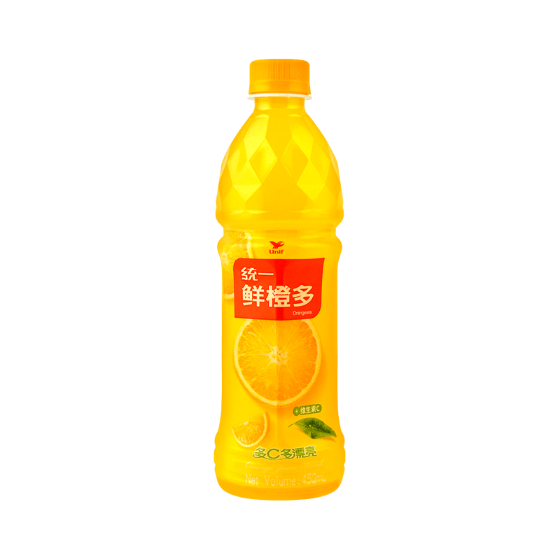 【自营】台湾UNIF统一 鲜橙多 多C多漂亮 450ml 果汁饮料 含维生素C及膳食纤维