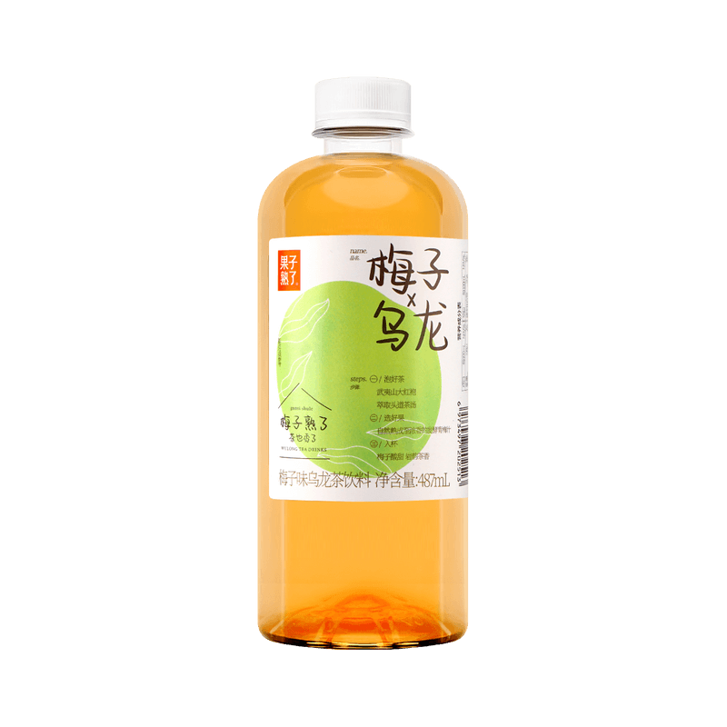 【自营】中国果子熟了 梅子乌龙茶饮料 487ml 真实果汁添加乌龙茶果汁茶饮品饮料