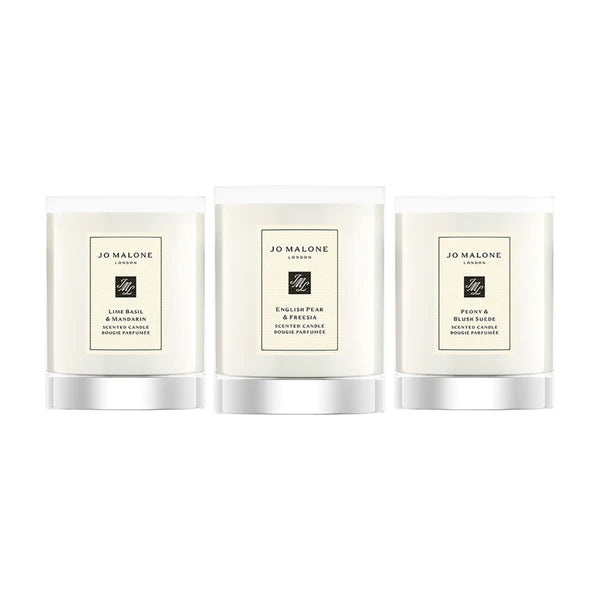 【自营】有盒 - 英国Jo Malone London祖玛珑 便捷香氛香薰蜡烛 3*60g Lime Basil & Mandarin/English Pear & Freesia/Peony & Blush Suede 青柠罗勒与柑橘香/英国梨与小苍兰香/牡丹与胭红麂绒