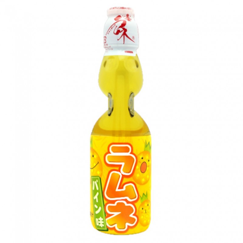 【自营】日本HATAKOSEN哈达 弹珠波子汽水 菠萝味 200ml 日式弹珠碳酸饮料网红汽水小瓶装可乐