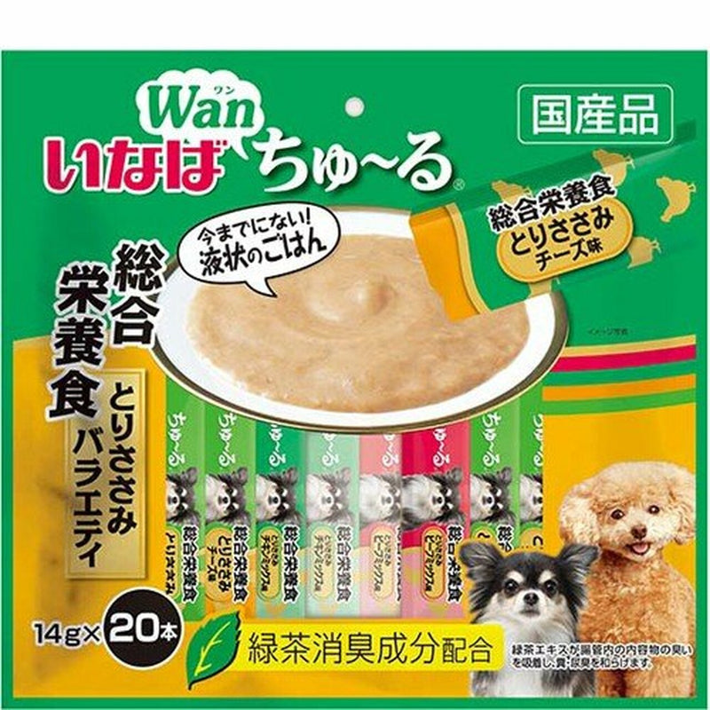 【自营】日本INABA伊纳宝 犬用狗零食 啾噜柔软肉酱 流质美味零食条 20条装 鸡肉芝士口味 综合营养添加