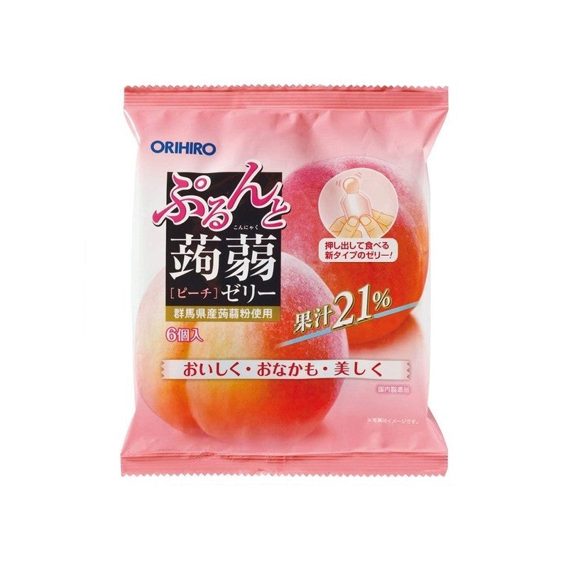 【自营】日本ORIHIRO立喜乐 低卡蒟蒻果汁果冻 6枚装 即食方便 白桃味