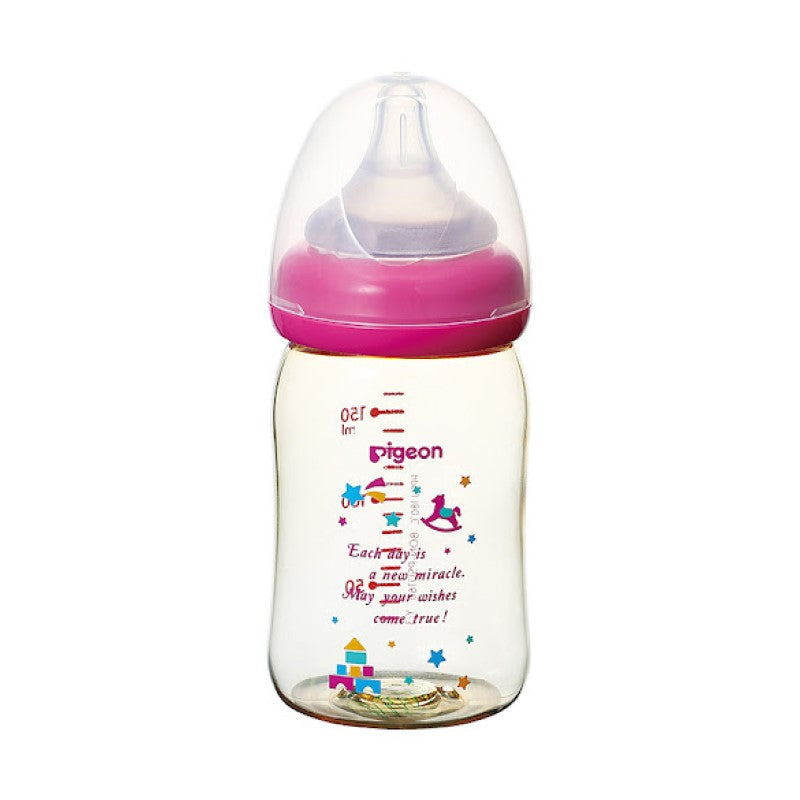 【自营】日本PIGEON贝亲 母乳实感宽口径PPSU便携带奶瓶 160ml 粉色木马图案 O型奶嘴