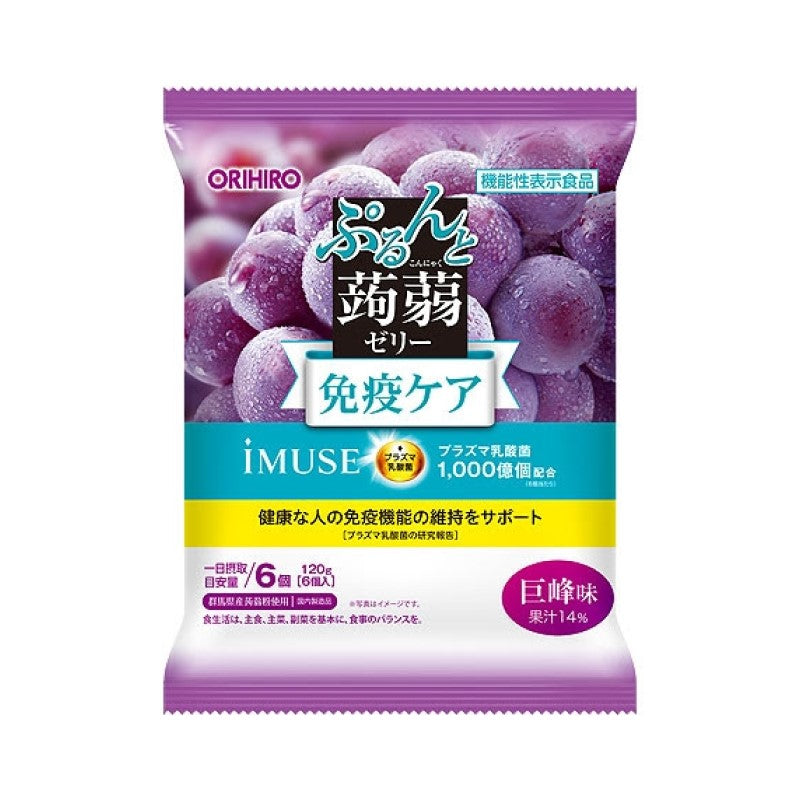 【自营】日本ORIHIRO立喜乐 新品 机能性蒟蒻果汁乳酸菌果冻 6枚装 即食方便 巨峰葡萄味