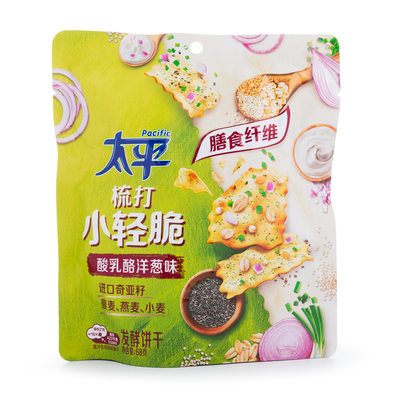 【自营】中国PACIFIC太平 小轻脆梳打饼干 酸乳酪洋葱味 68g 苏打饼干咸味办公室充饥休闲零食