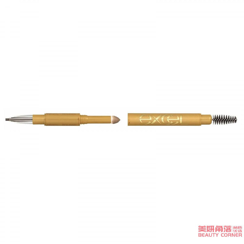 【自营】日本EXCEL 三合一极细拉线眉笔 PD13 亚麻灰 防水自然 初学者持久不脱色