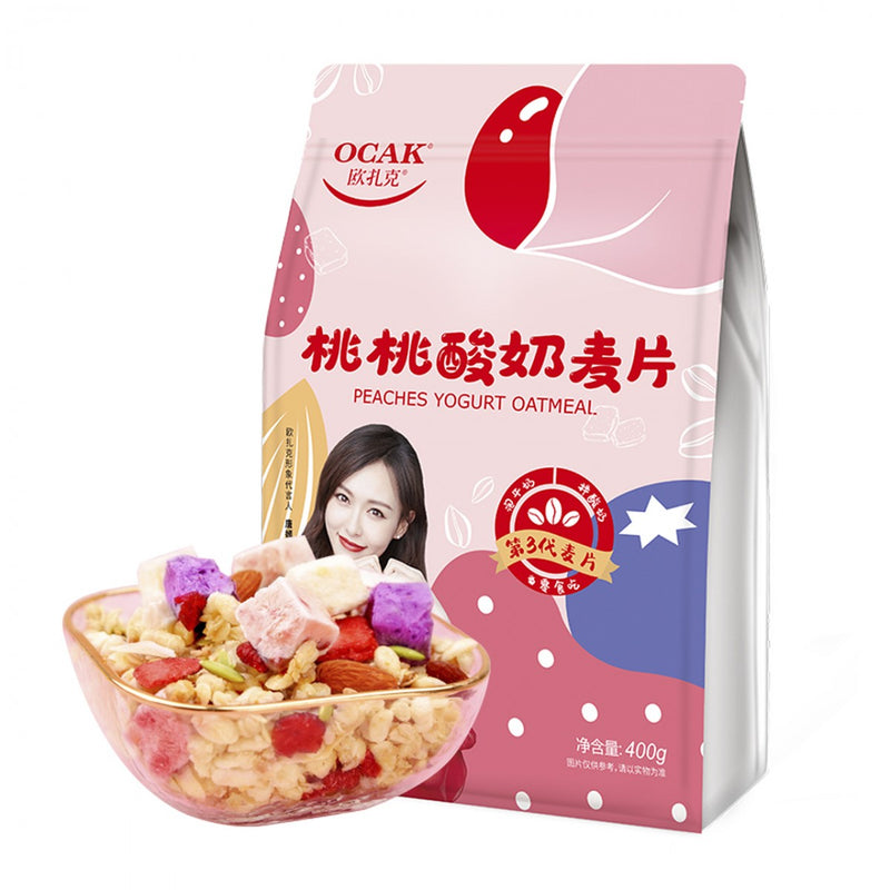 【自营】中国OCAK欧扎克 桃桃酸奶麦片 400g 水果坚果燕麦