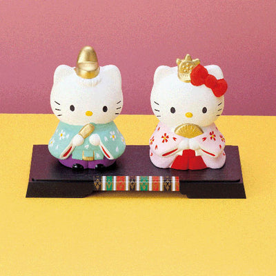 【自营】日本Sanrio三丽鸥 濑户烧 Kitty猫和风可爱陶器摆件 2件套 礼物摆件