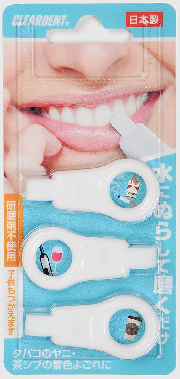 【自营】日本CLEARDENT广荣社 去除牙渍美白牙擦 3个装 神奇美齿亮白擦 蓝色粉色包装 随机出货