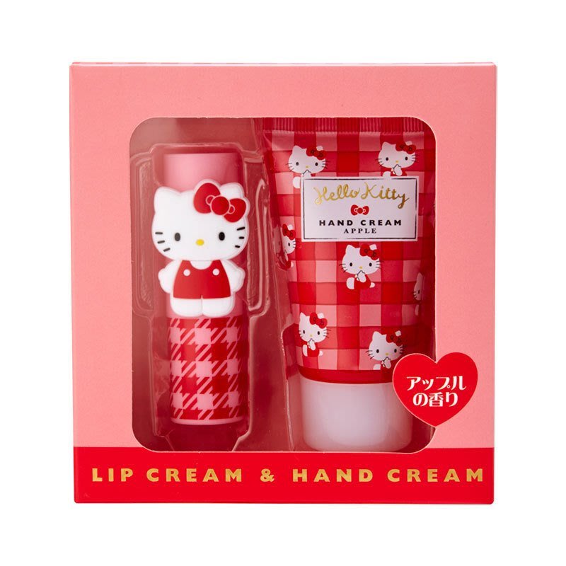 【自营】日本Sanrio三丽鸥 唇膏+护手霜套盒 Kitty猫 苹果香 便携实用套盒