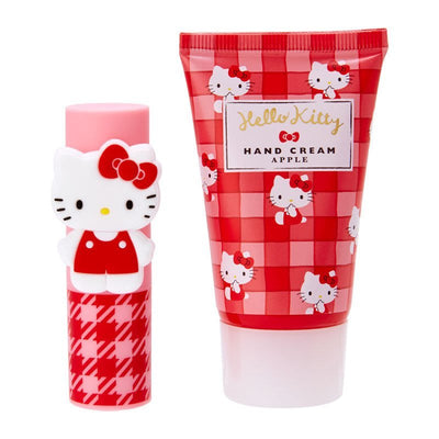 【自营】日本Sanrio三丽鸥 唇膏+护手霜套盒 Kitty猫 苹果香 便携实用套盒
