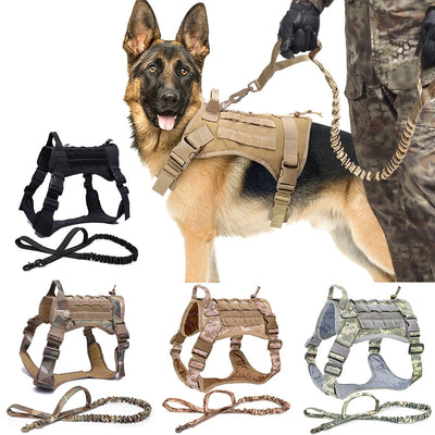 【美国仓】战术狗背带宠物训练背心 狗背带和皮带套装 适用于小型中型大型犬