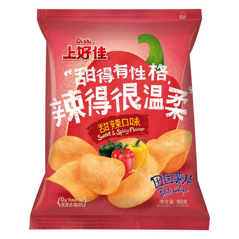 【自营】中国OISHI上好佳 田园薯片 甜辣味 80g 网红零食