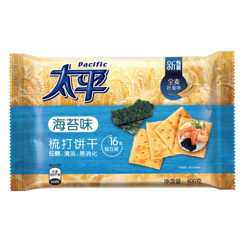 【自营】中国PACIFIC太平 太平梳打饼干 400g 海苔味 苏打饼干 早餐代餐 网红食品零食