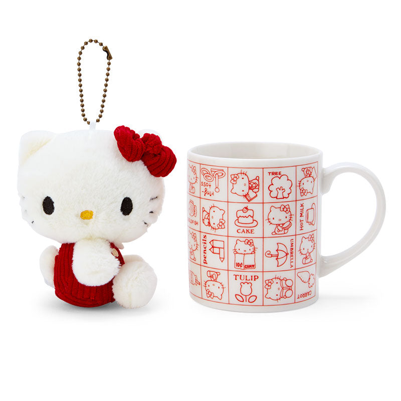 【自营】日本三丽鸥 Hello Kitty 毛绒公仔匙扣&陶瓷马克杯 一套