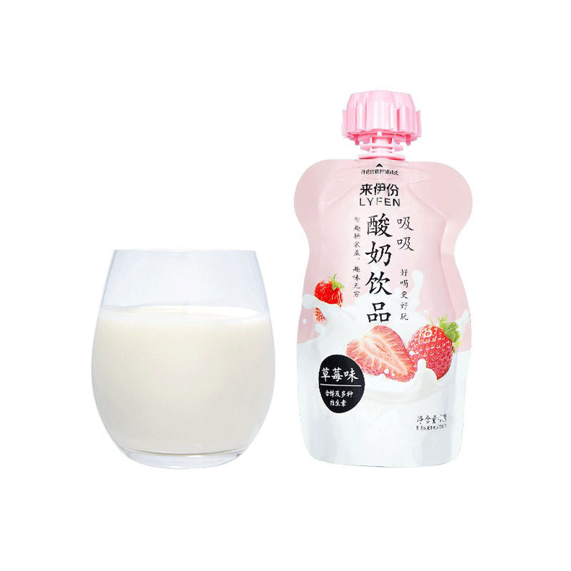 【自营】中国LYFEN来伊份 吸吸酸奶饮品 草莓味 100g 营养早餐常温酸牛奶饮品