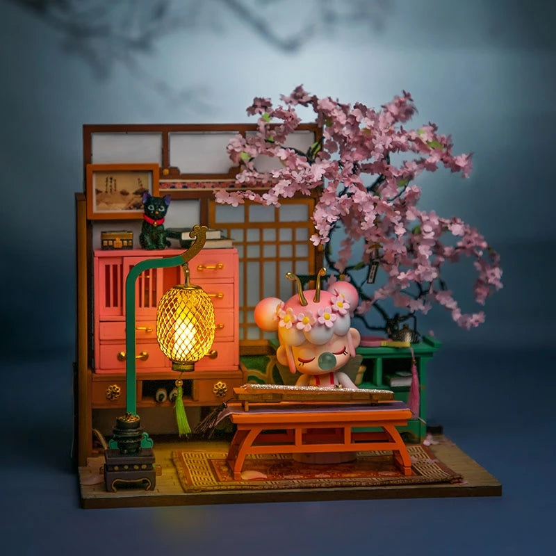 【自营】中国Robotime若态 Rolife若来樱花庭 单个装 DIY手工3D拼装模型立体拼图木质摆件节日礼物（不含胶水和电池，因为它们在国际运输中是被禁止的）