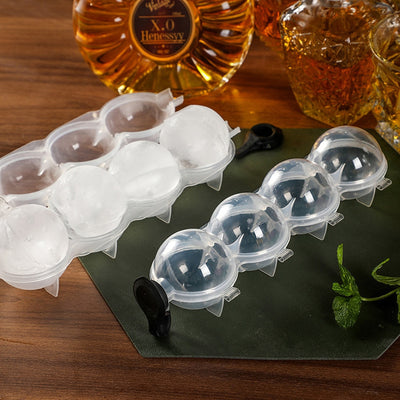 【美国仓】4腔冰球形威士忌鸡尾酒 DIY圆形冰块托盘模具酒吧厨房工具派对用品