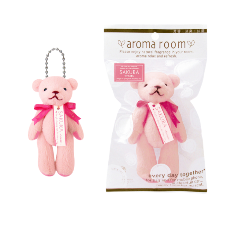 【自营】日本SAKURA hirari Aroma room 樱花香氛小熊 1个装 车挂衣柜手提包香氛挂件 粉色可爱小香薰