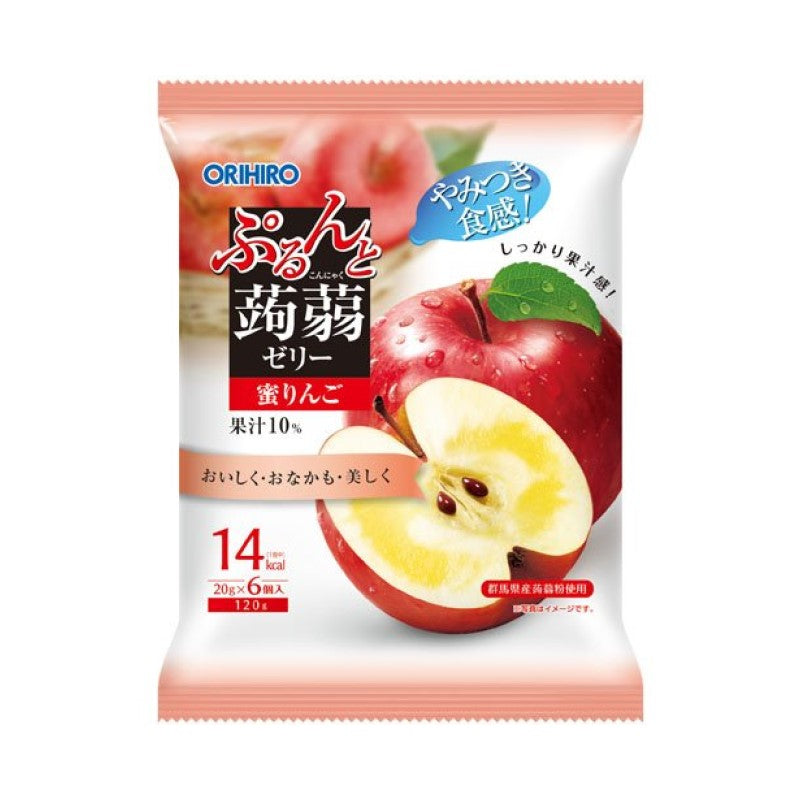 【自营】日本ORIHIRO立喜乐 低卡蒟蒻果汁果冻 6枚装 即食方便 蜂蜜苹果味