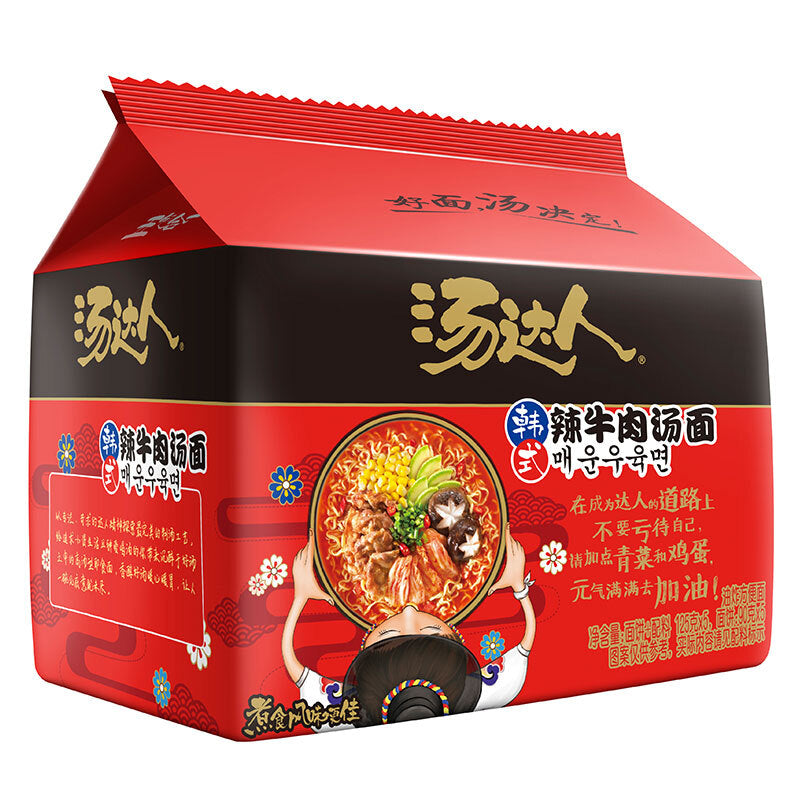 【自营】台湾UNIF统一 汤达人韩式辣牛肉汤面 五连包 125g*5 速食泡面袋装拉面拌面